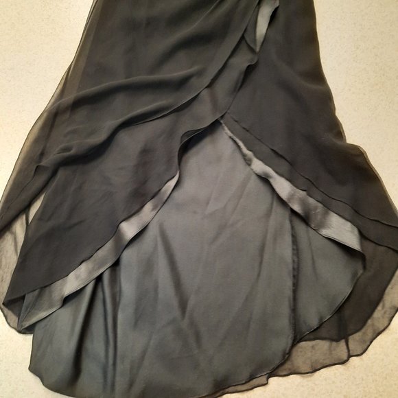 Vintage Cache Silk Beaded Strapless Gown Black and White - Picture 13 of 13